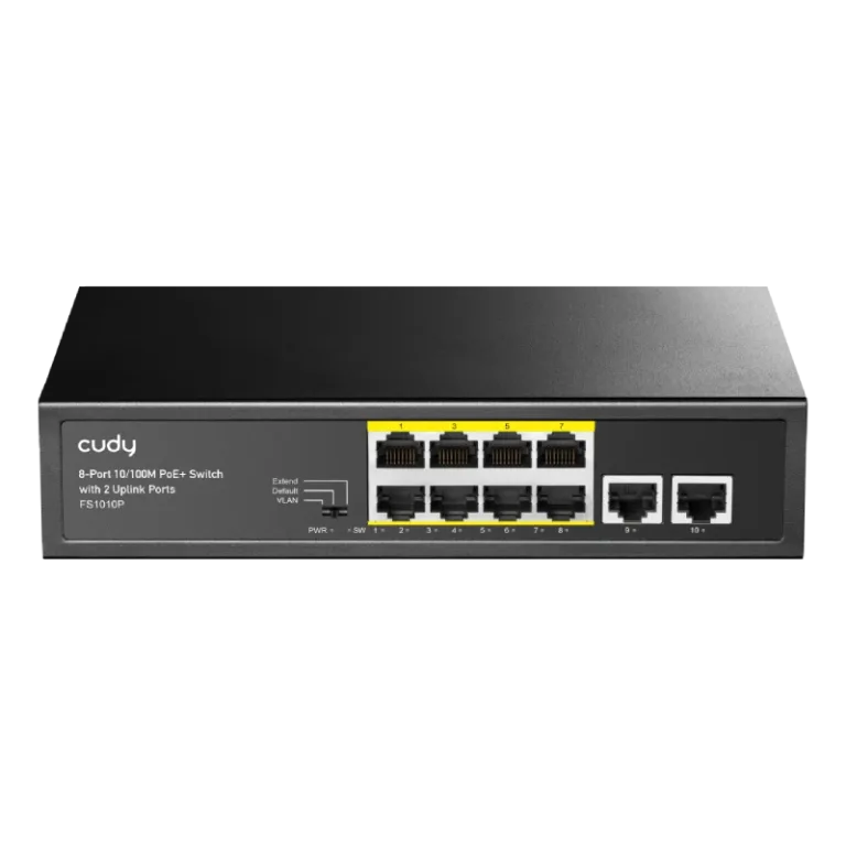 Cudy 8-Port 10/100M PoE+ Switch – 2 Uplink Ports 120W | FS1010P