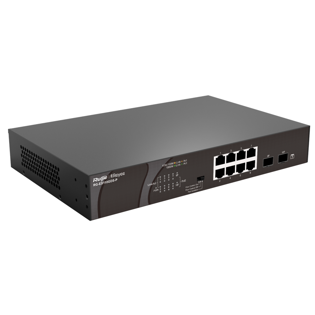 Ruijie Reyee RG-ES110GDS-P, 10-port 10/100/1000Mbps Unmanaged PoE Switch